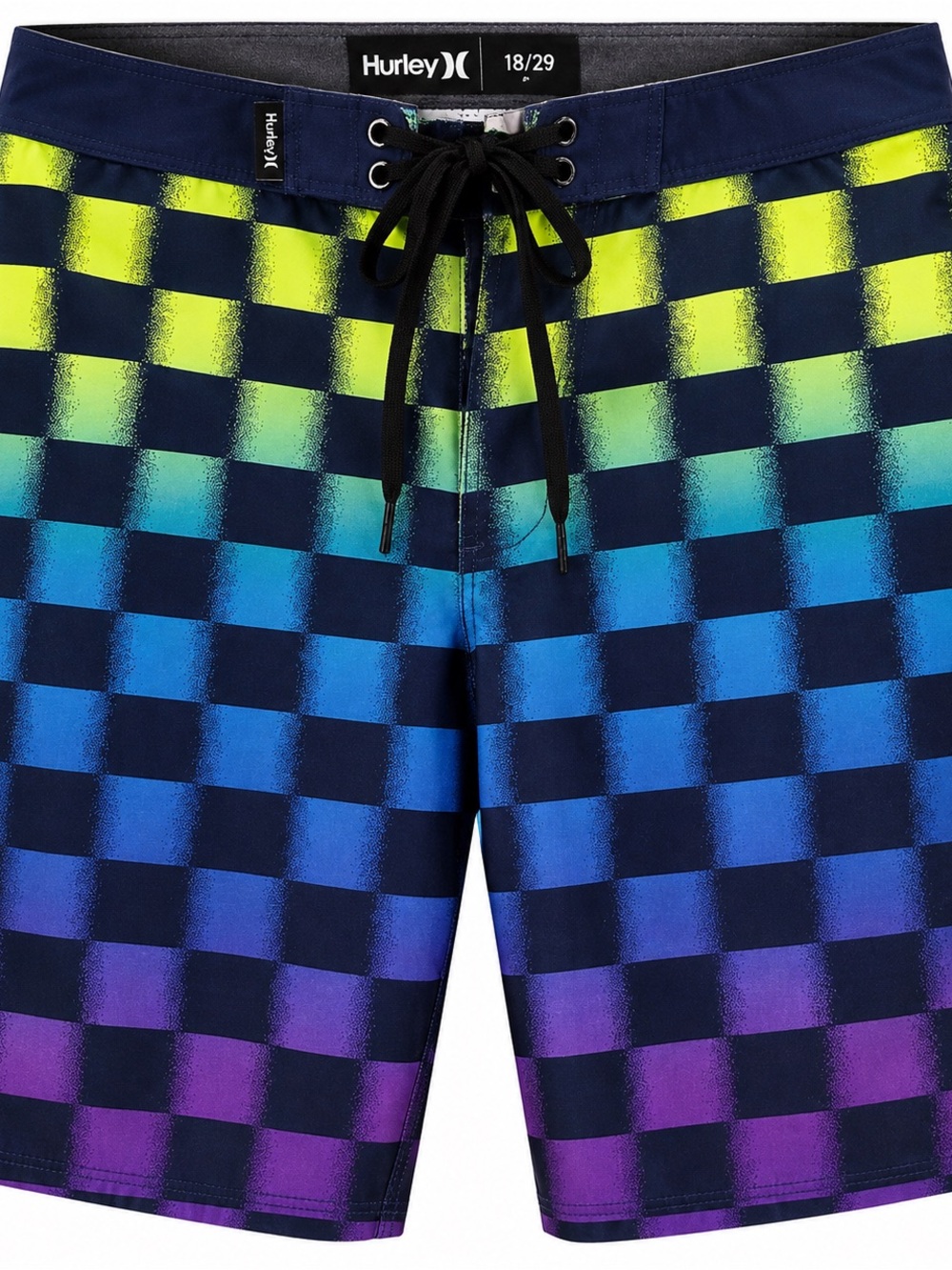Hurley Boys Size 18/29 Board Shorts Blue Green Purple Checkered Swim